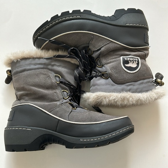 SOREL Trivoli lll Women’s Suede Waterproof Winter Boots in Quarry/Cloud Gray 6 - Picture 11 of 17